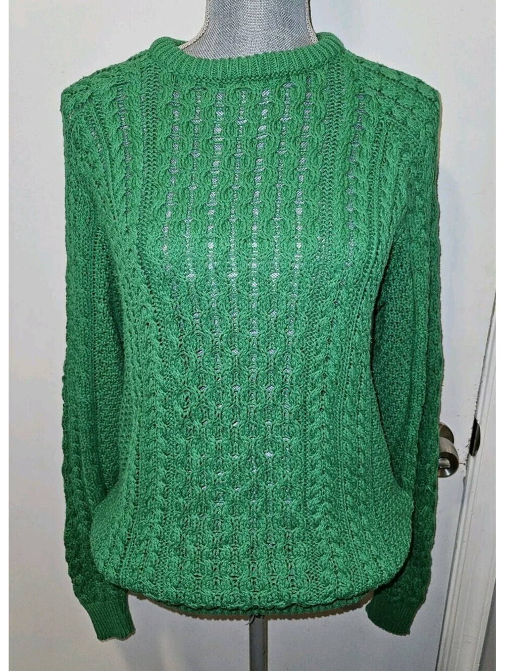 Carraig Donn XL Green Cable Knit Sweater Vintage Republic Of Ireland